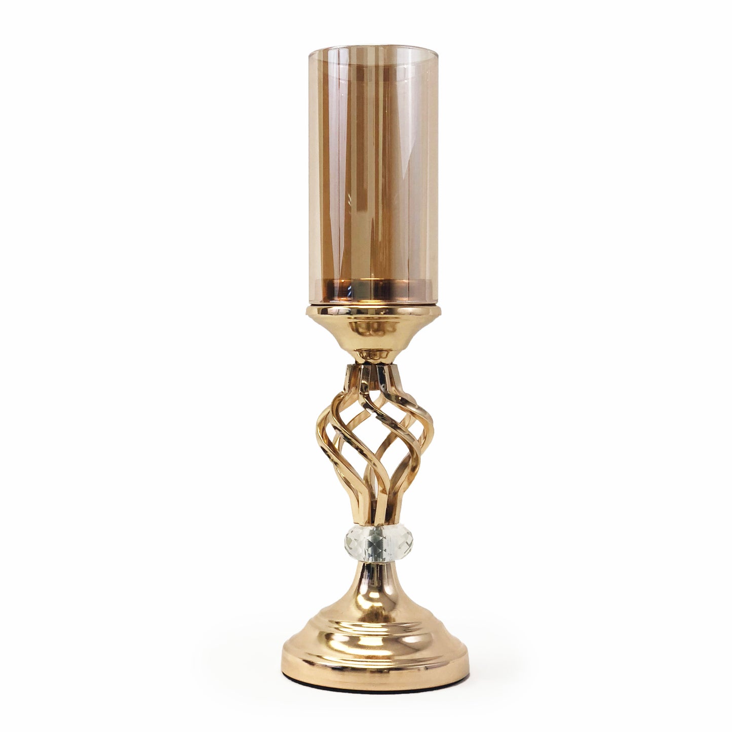 allgala 14.5" Crystal Gold Plated Tealight Votive Decorative Candle Holder with Hurrican Cover …