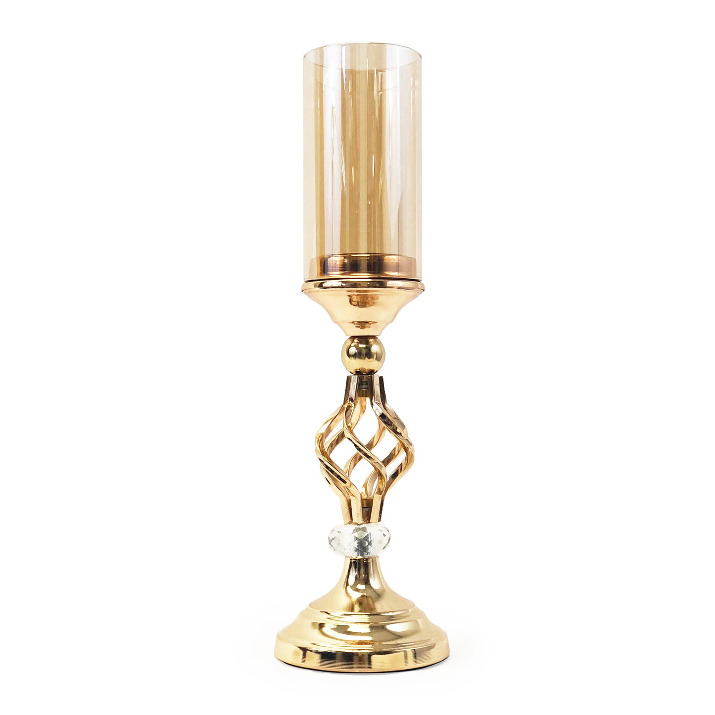allgala 16" Crystal Gold Plated Tealight Votive Decorative Candle Holder with Hurrican Cover