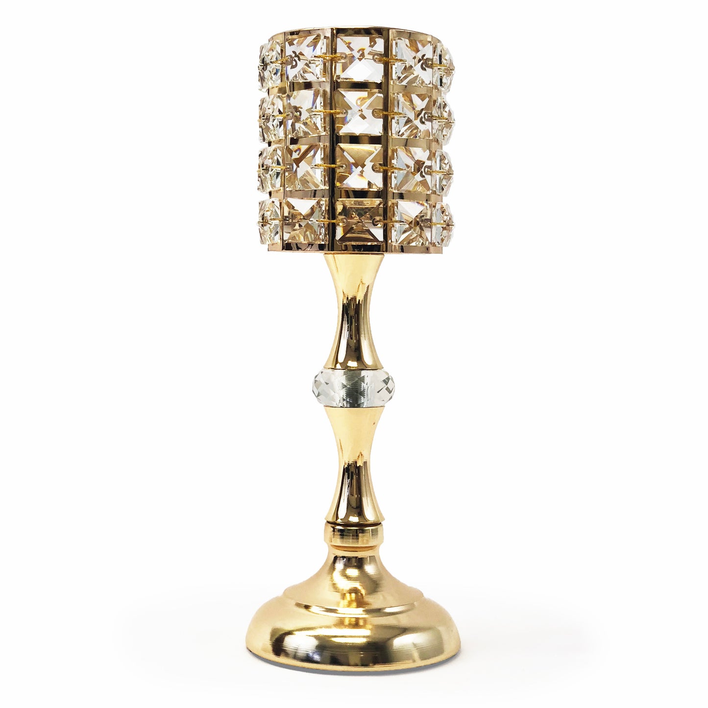 Allgala 12" Crystal Gold Plated Tealight Votive Decorative Candle Holder