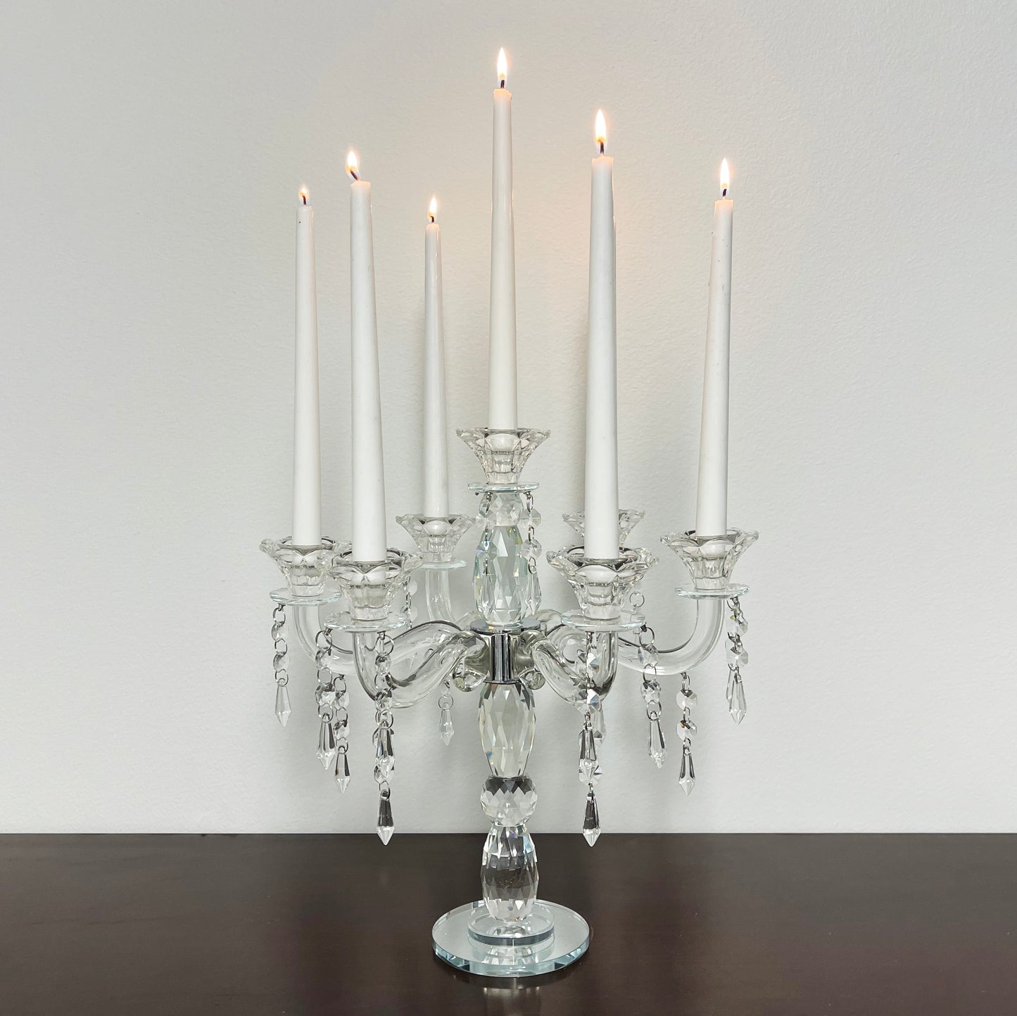 Allgala Candle Holder 7-Arm K9 Glass Crystal Candelabra Taper Candlestick Candle Holder