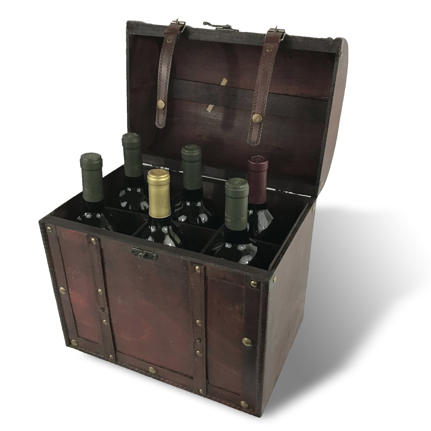 Allgala Wooden Wine 6-Bottle Chest with Antique Finish