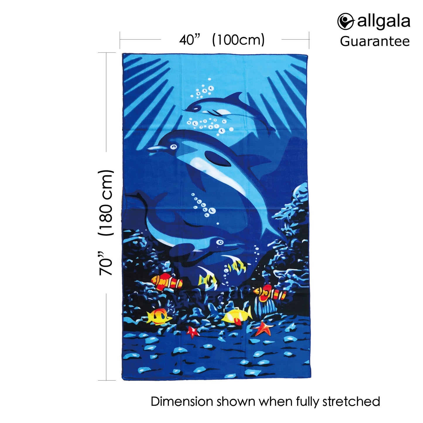 Allgala Oversize 40"x70" Microfiber Beach Towel, Dolphin - BT81107
