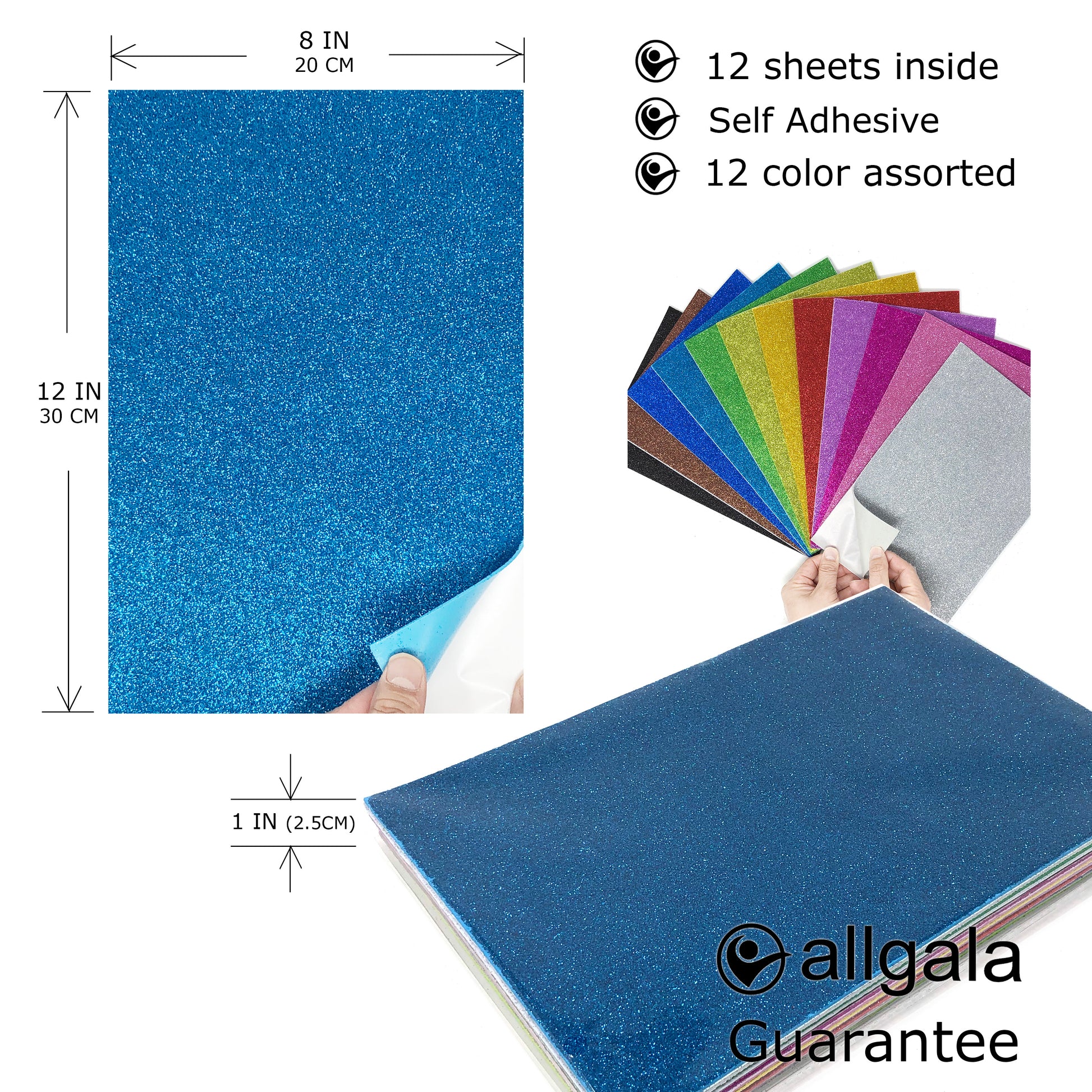 Sticky Foam Sheets in Basic Assorted Colors, 9 x 12 inch, 12 Pack