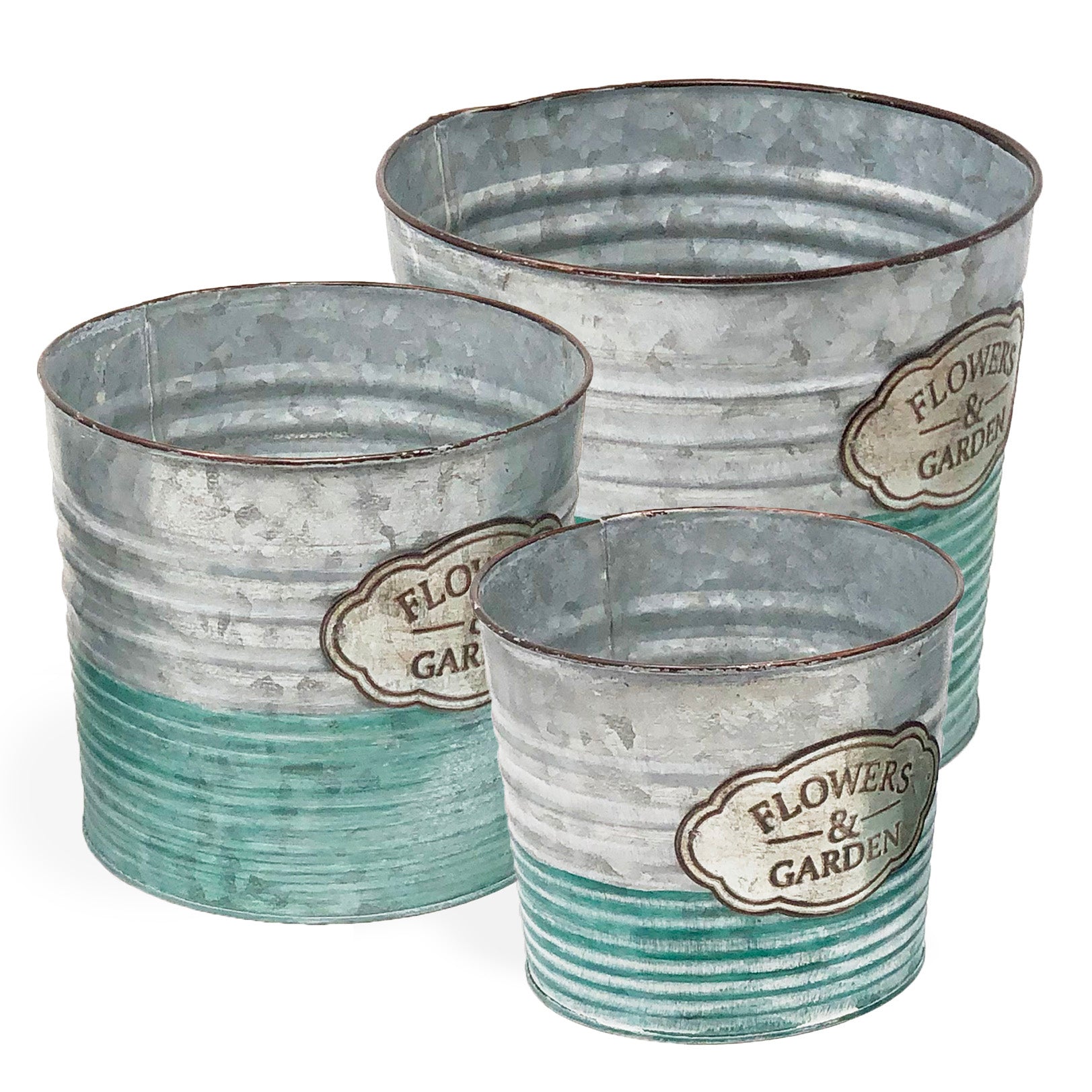 Allgala Planter Pot Galvanized Round Planter Pot Indoor and Outdoor De