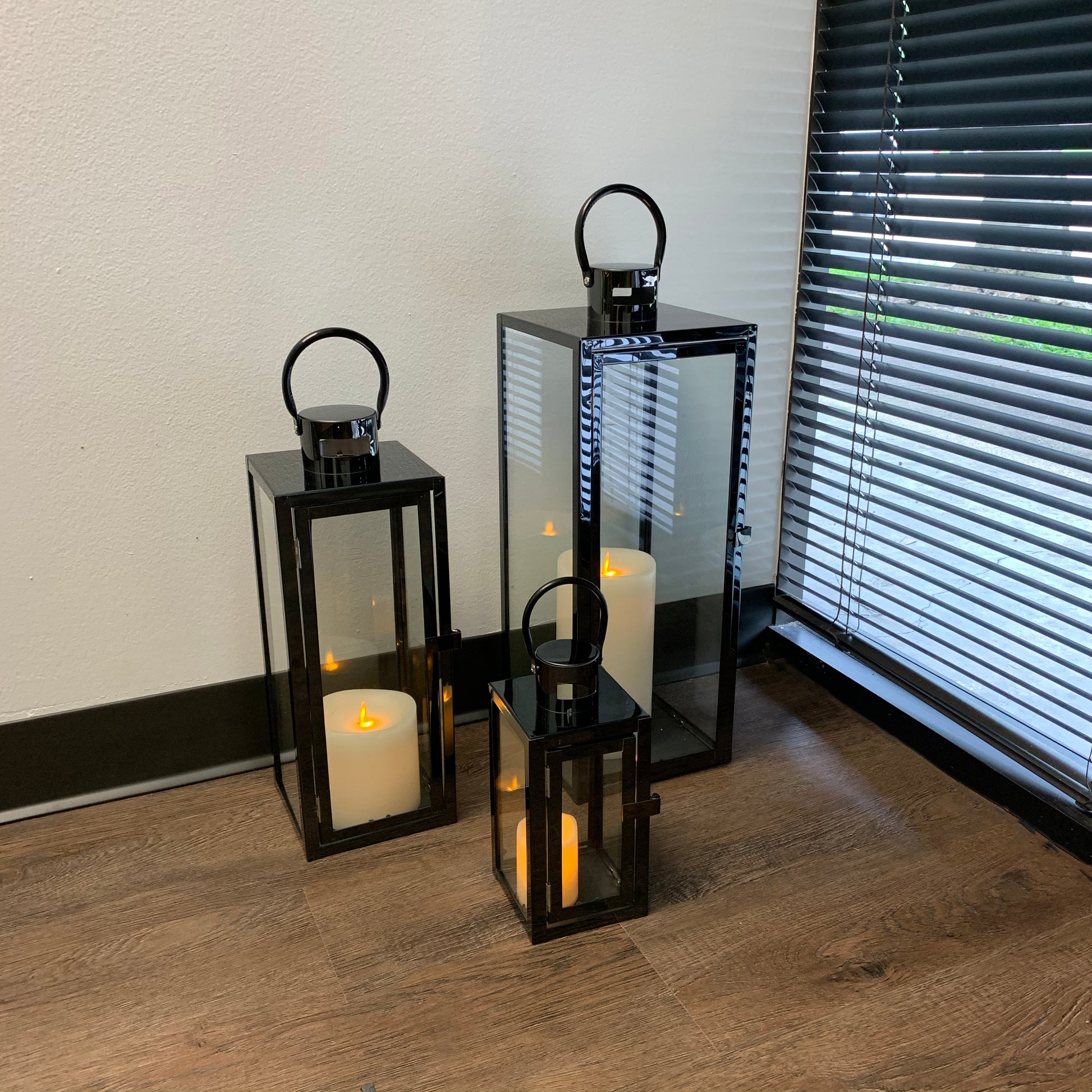 Allgala Lanterns 3-PC Set Jumbo Indoor/Outdoor Hurricane Candle Lanter