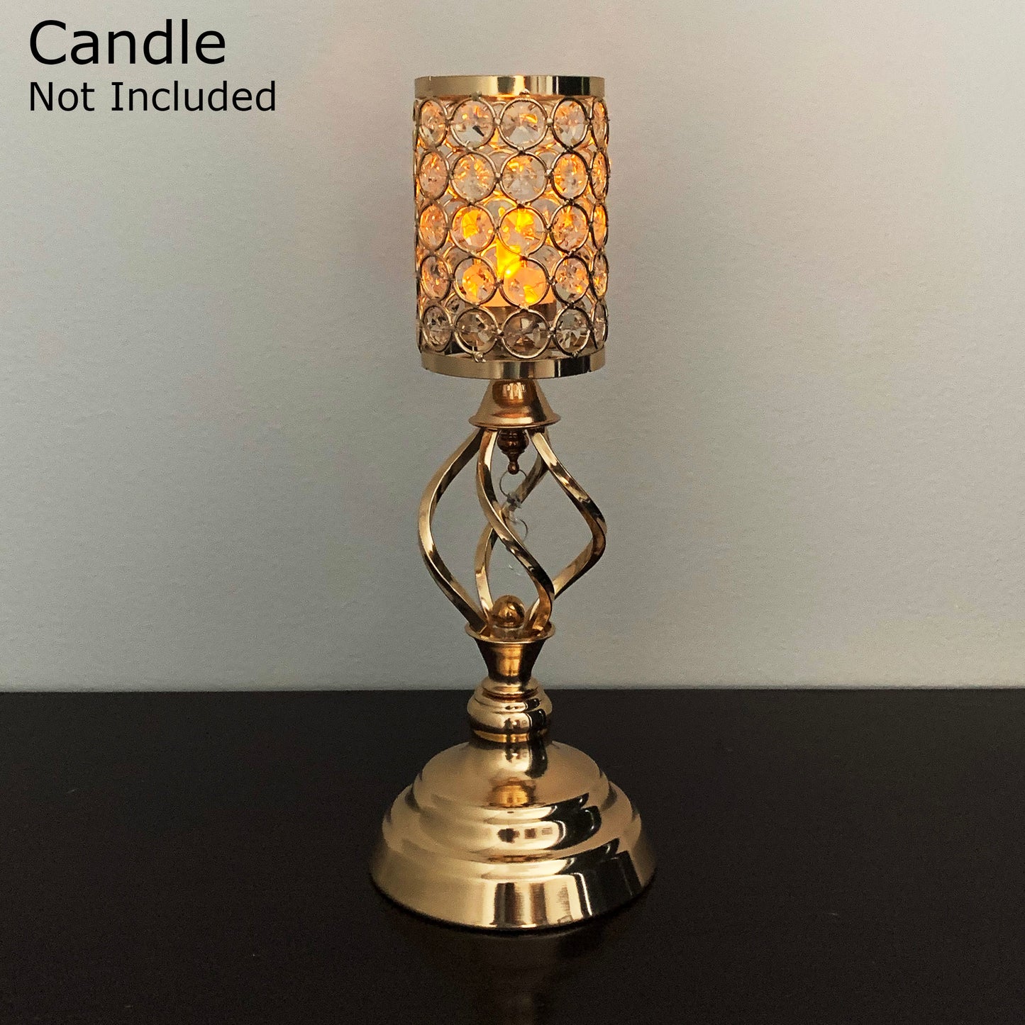 Allgala Candle Holder 14" Crystal Gold/Silver Cylinder Tea-light Votive Decorative Candle Holder …