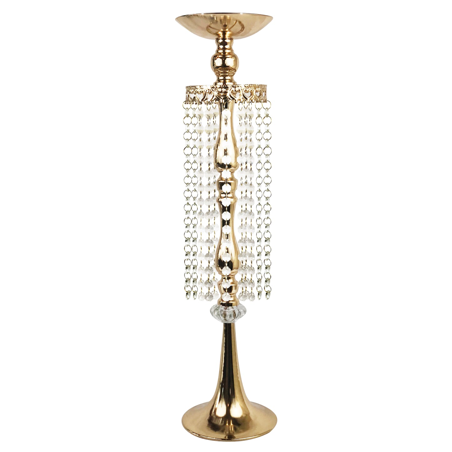 Allgala 25" Gold Plated Flower Stand with Crystal Beads Strand