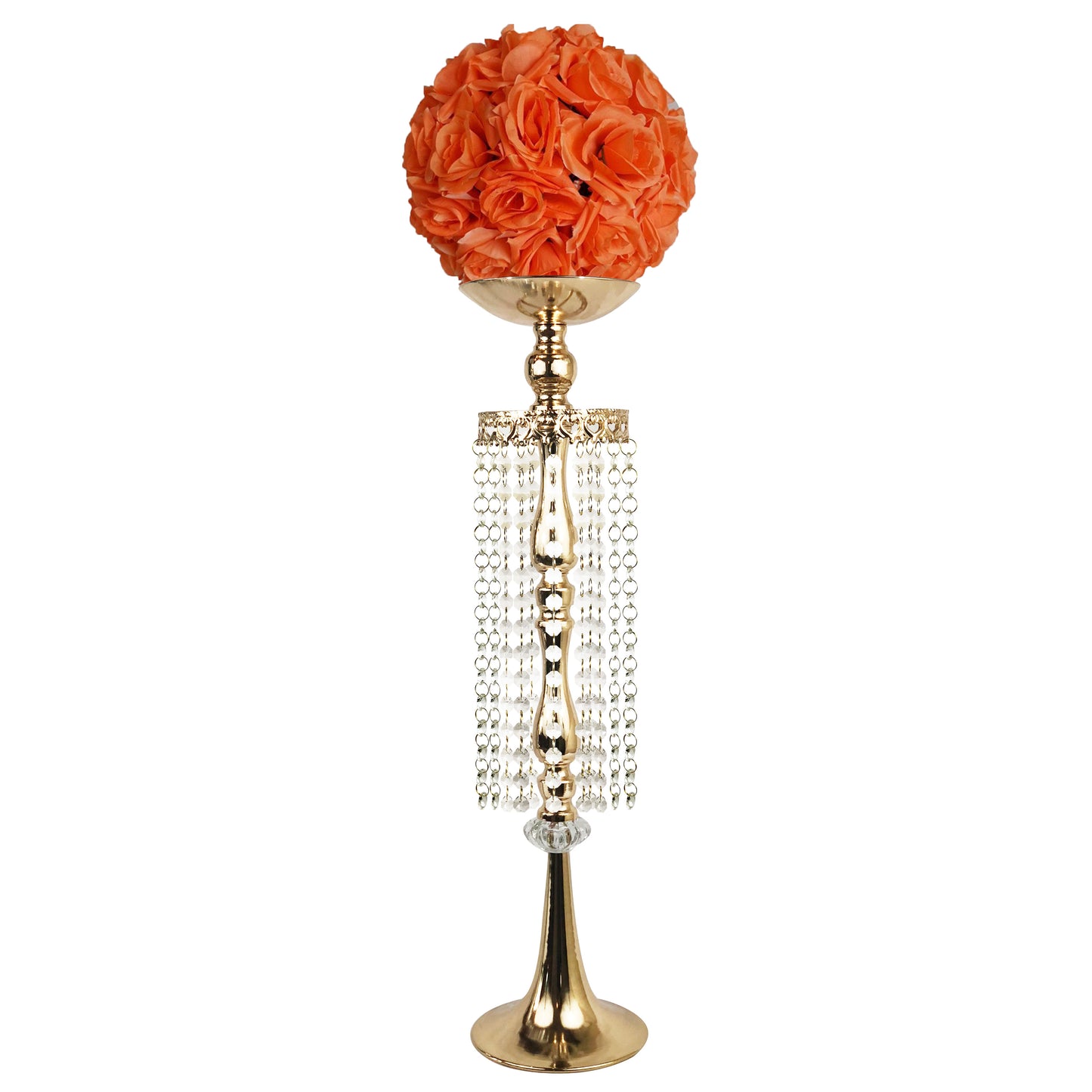 Allgala 25" Gold Plated Flower Stand with Crystal Beads Strand