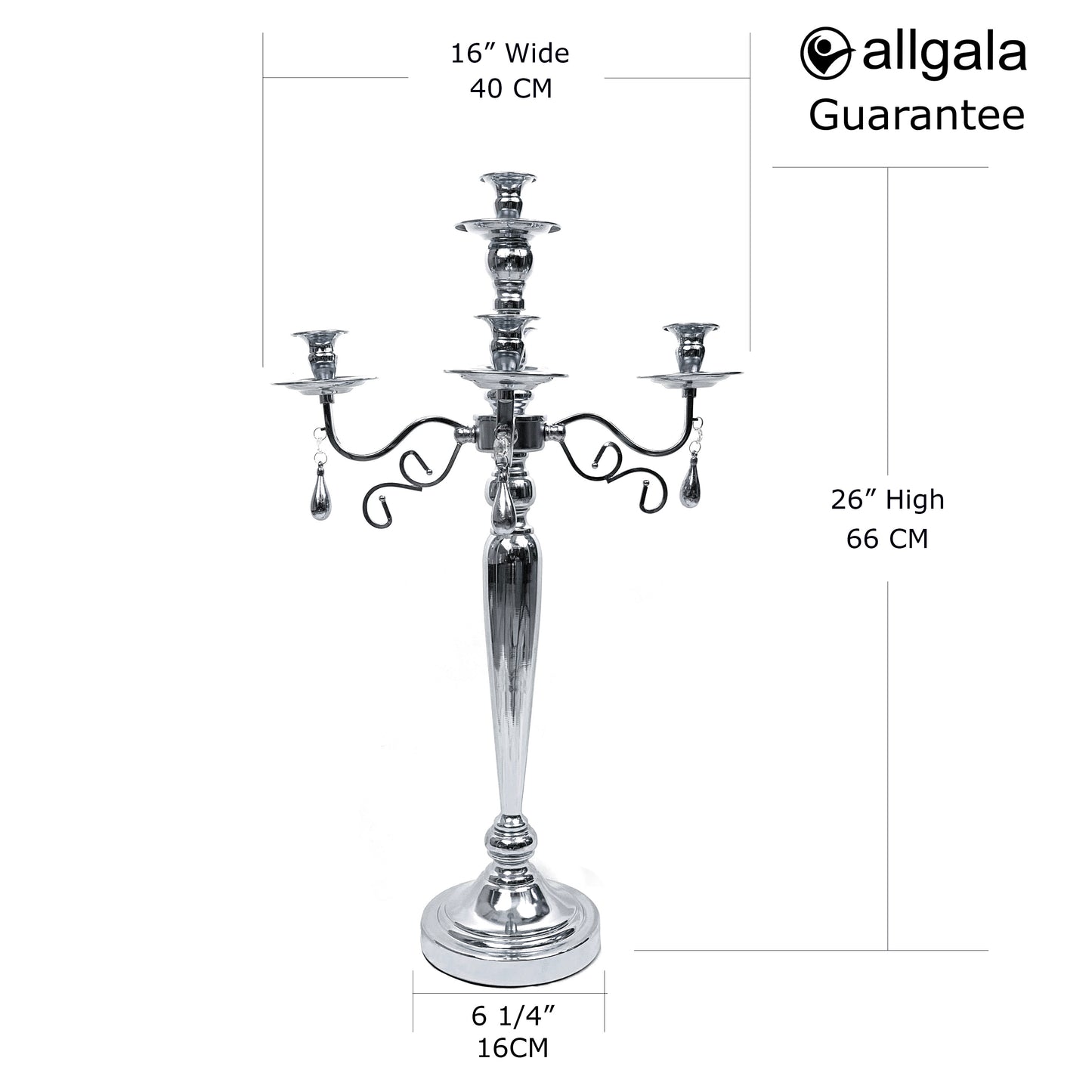 Allgala 26" 5-Arm Tal Taper Candle Holder Candlestick Candelabra