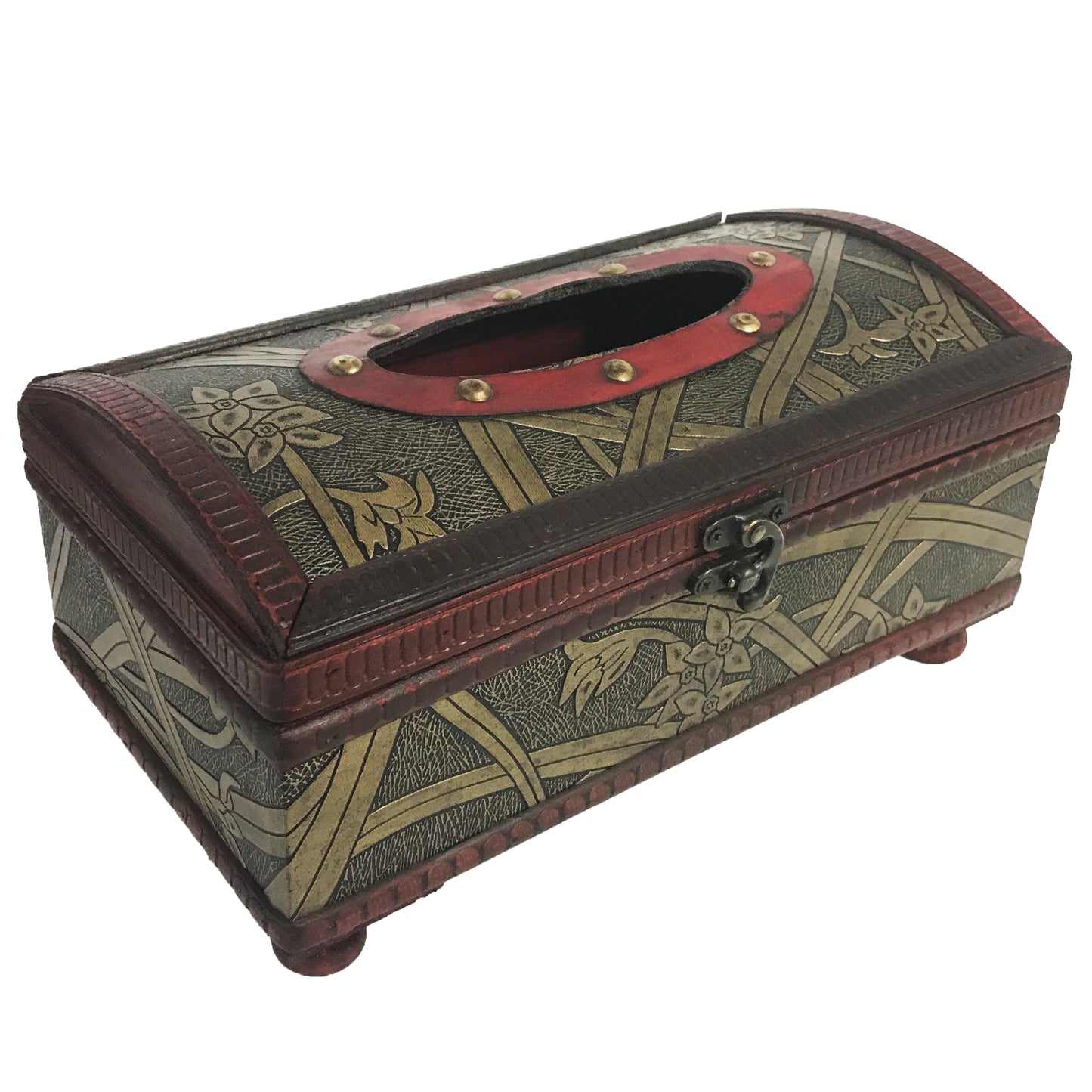 Allgala Wooden Box Antique Wooden Tissue Box Holder, Arch Top Style