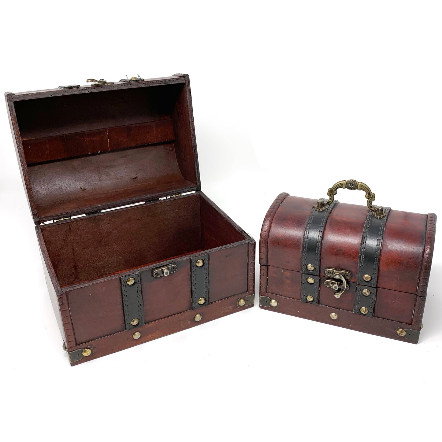 Allgala Wooden Box Antique Wooden Jewelry Treasure Trinket Keepsake Box 2-PC Set HD90206