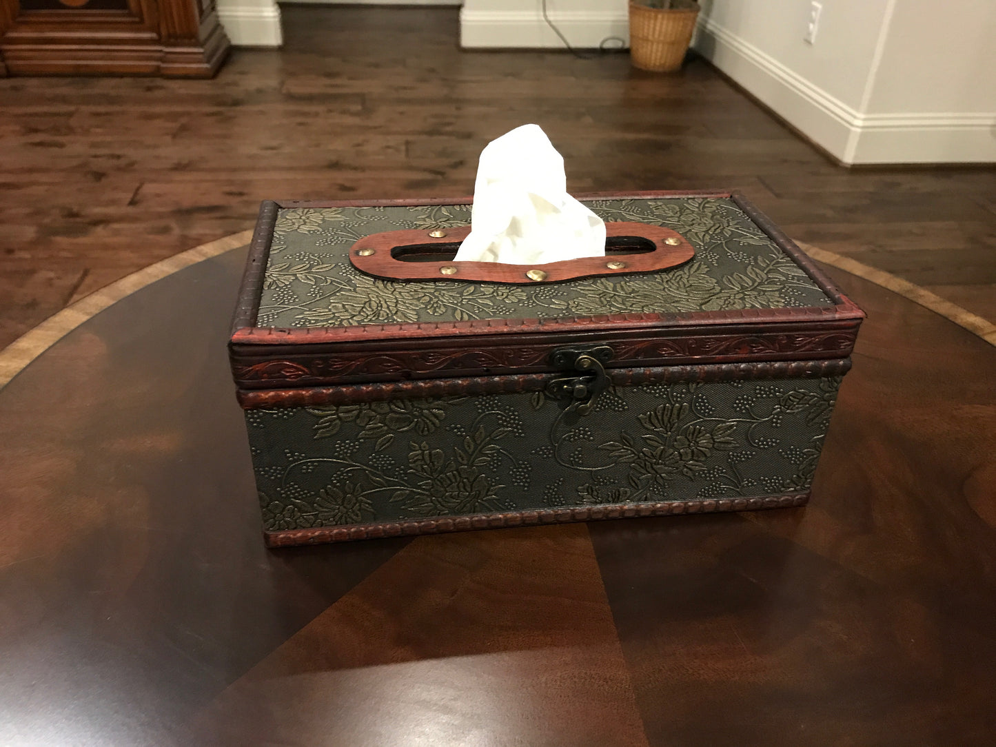 Allgala Wooden Box Antique Wooden Tissue Box Holder, Flat Top Style