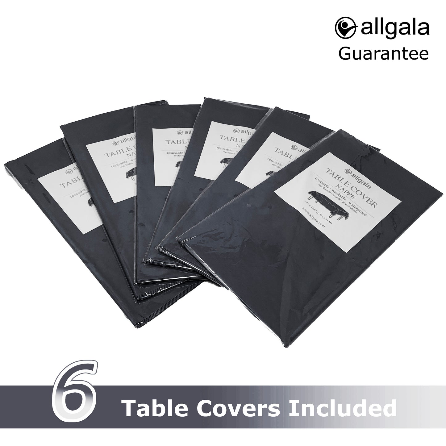 Allgala Table Cover 6-PK Premium Medium Duty Disposable 54"x108" Rectangle Plastic Tablecloth