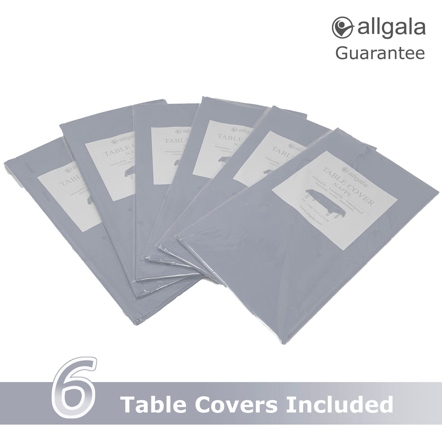 Allgala Table Cover 6-PK Premium Medium Duty Disposable 54"x108" Rectangle Plastic Tablecloth