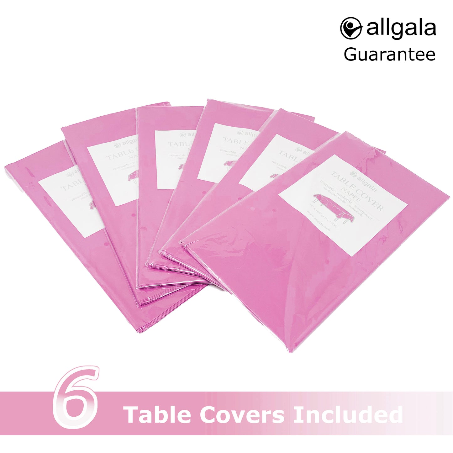 Allgala Table Cover 6-PK Premium Medium Duty Disposable 54"x108" Rectangle Plastic Tablecloth