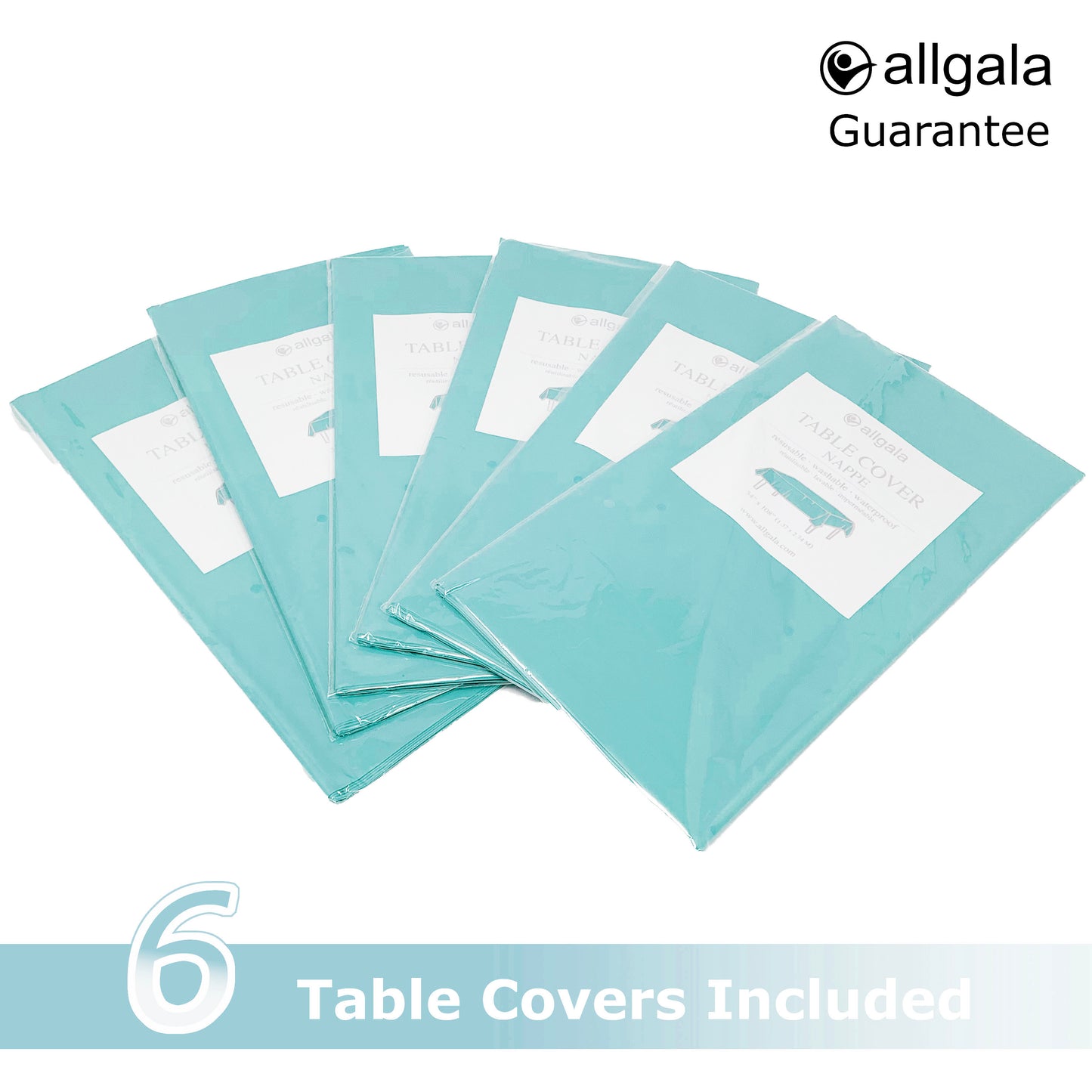 Allgala Table Cover 6-PK Premium Medium Duty Disposable 54"x108" Rectangle Plastic Tablecloth