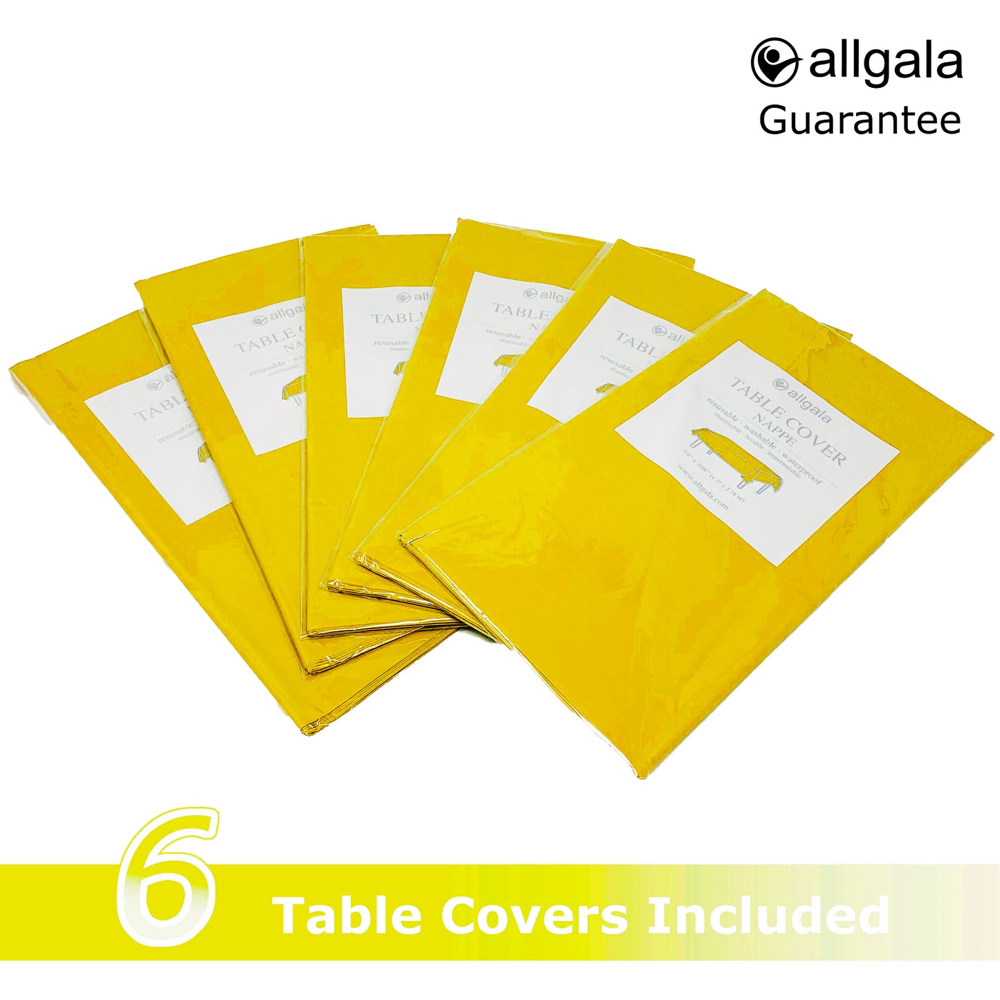 Allgala Table Cover 6-PK Premium Medium Duty Disposable 54"x108" Rectangle Plastic Tablecloth