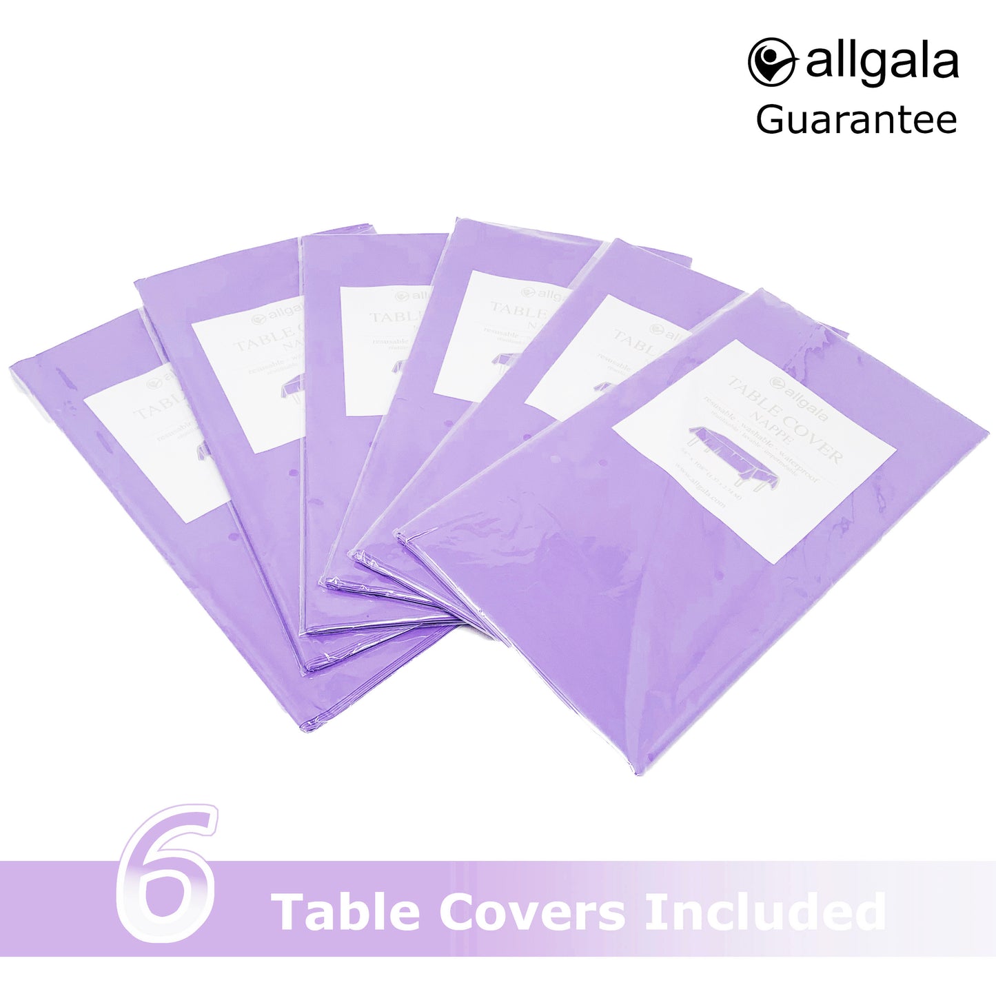 Allgala Table Cover 6-PK Premium Medium Duty Disposable 54"x108" Rectangle Plastic Tablecloth