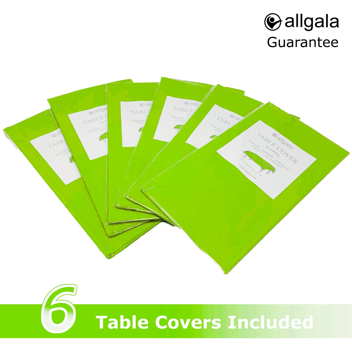 Allgala Table Cover 6-PK Premium Medium Duty Disposable 54"x108" Rectangle Plastic Tablecloth