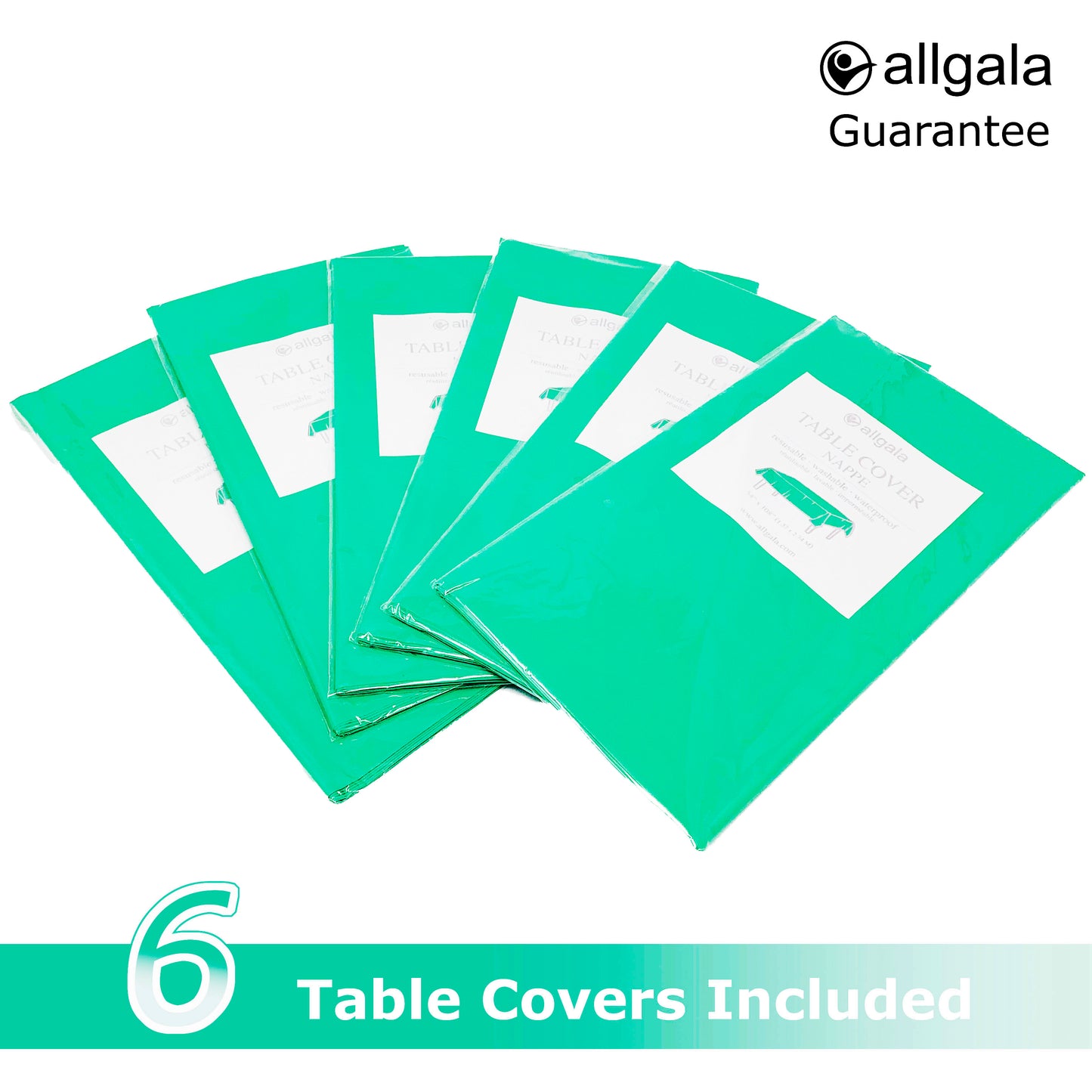 Allgala Table Cover 6-PK Premium Medium Duty Disposable 54"x108" Rectangle Plastic Tablecloth