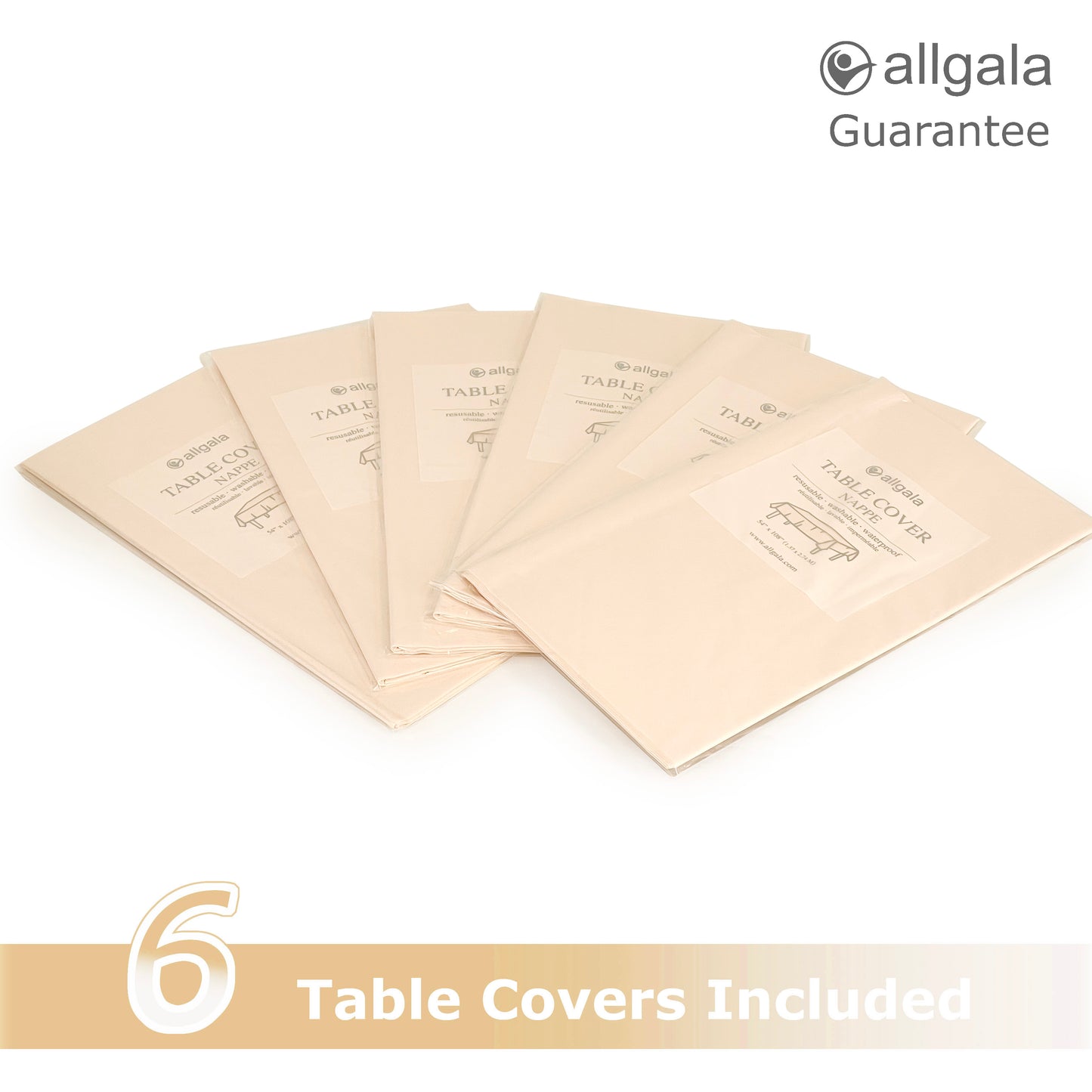 Allgala Table Cover 6-PK Premium Medium Duty Disposable 54"x108" Rectangle Plastic Tablecloth