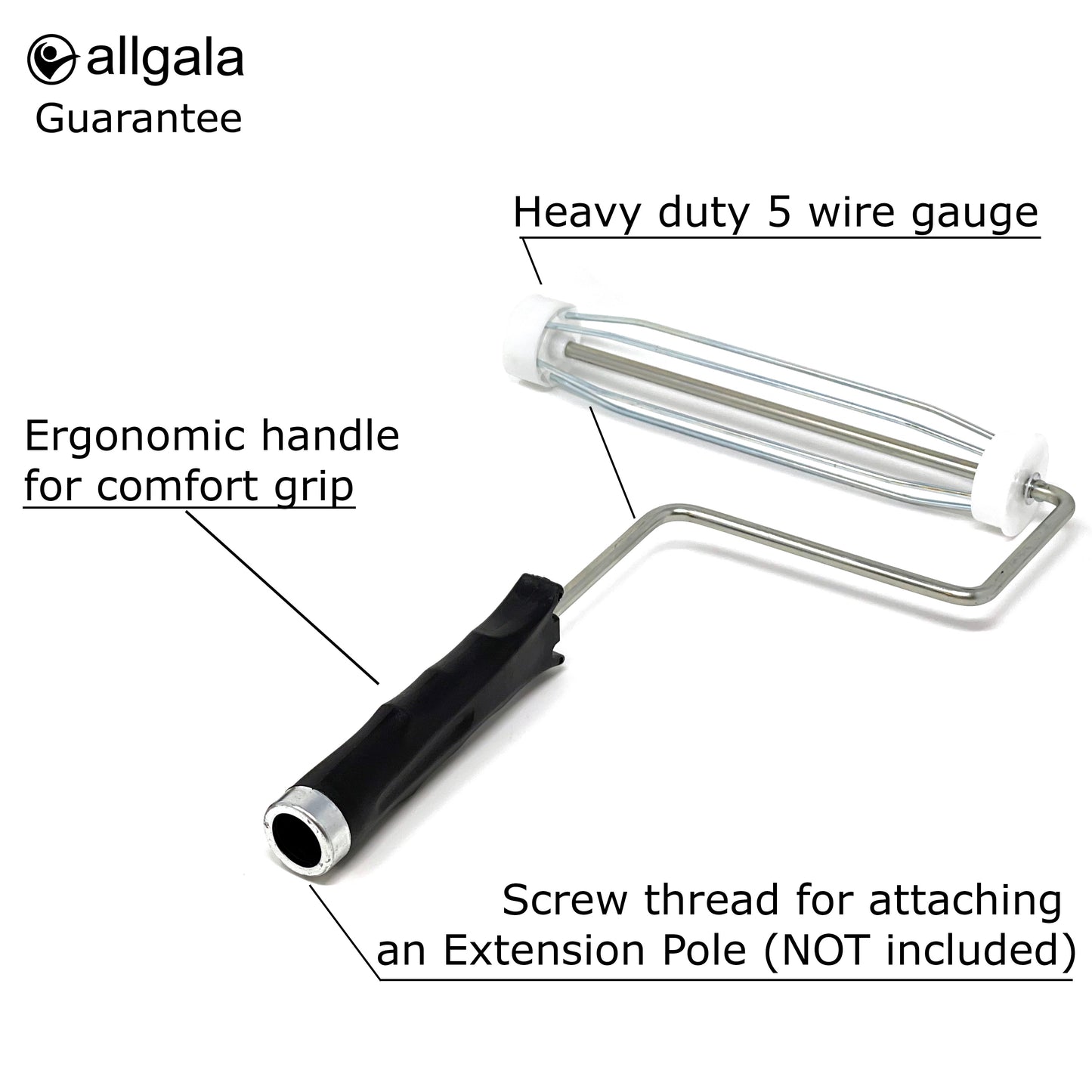 Allgala 6-Piece 9 Inch Shedless Lint Free Paint Roller Cover with Roller Frame - TH10305