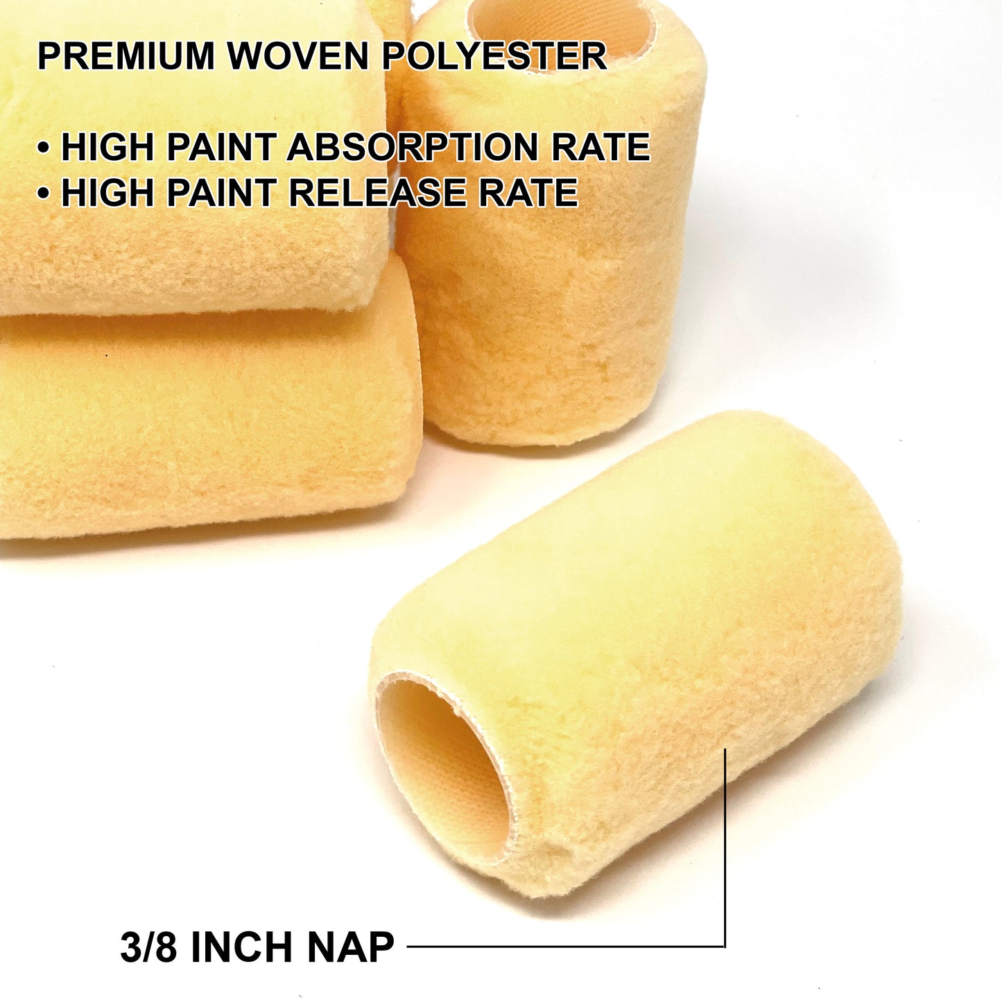 Allgala Paint Roller 4 Inch Shed-less Lint-free Roller Covers (Optional Roller Frame)