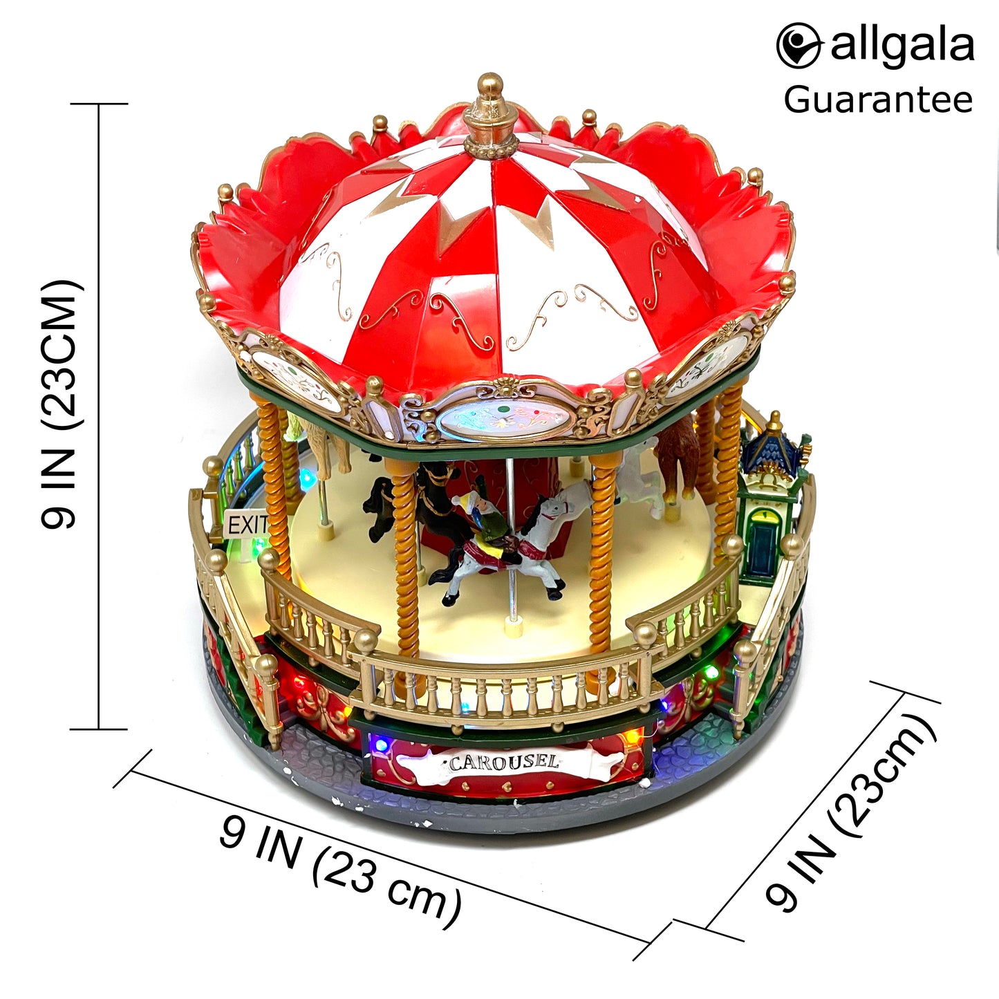 Crafted Polyresin Like Christmas House Collectable Figurine with USB and Battery Dual Power Source-Carousel-XH93422