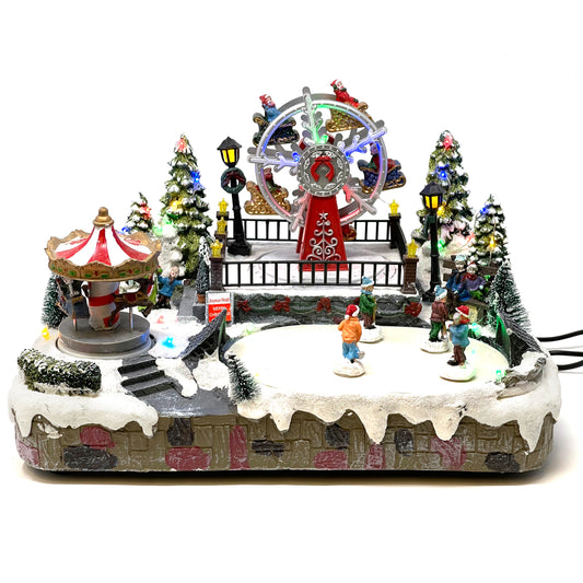 Crafted Polyresin Christmas House Collectable Figurine with USB Power Source-Winter Carnival-XH93436