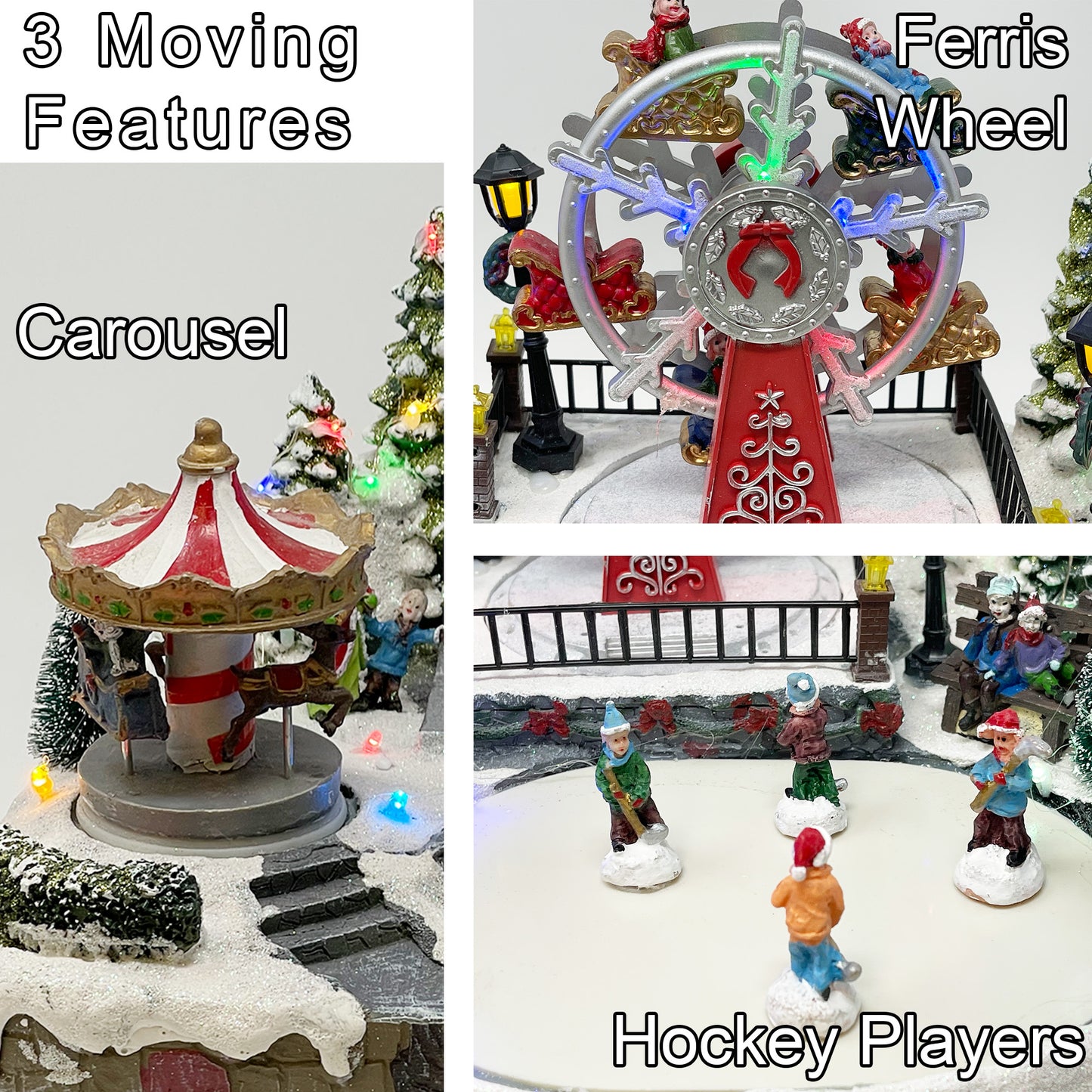 Crafted Polyresin Christmas House Collectable Figurine with USB Power Source-Winter Carnival-XH93436