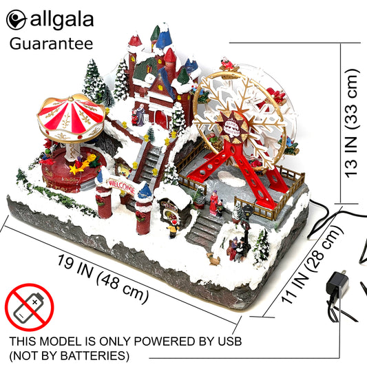Jumbo Crafted Polyresin Christmas Village House Collectable Figurine-Carnival Ferris Wheel-XH93440
