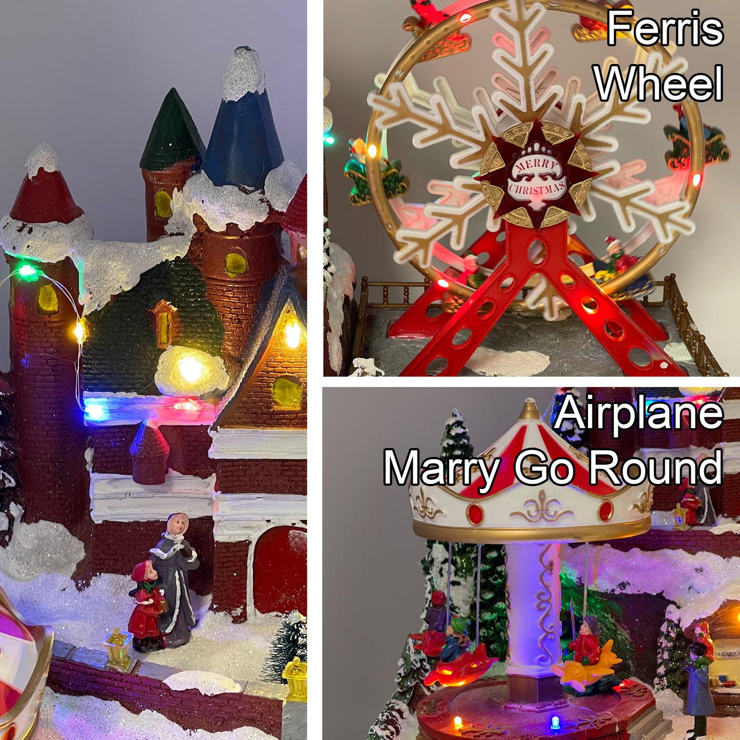 Jumbo Crafted Polyresin Christmas Village House Collectable Figurine-Carnival Ferris Wheel-XH93440